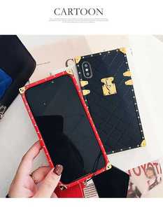 Custodia in pelle PU di lusso per iPhone 13 12 11 6 7 8 Plus XR Xs Max Fashion Square Lattice <span class=keywords><strong>Vintage</strong></span> Phone Cover posteriore Coque Case - Product Image 3
