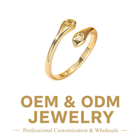 Anillo Abierto de Serpiente Dorada Elegante, Superficie Pulida Lisa, Anillo Ajustable, Joyería Moderna y Minimalista, Regalo para Mujer