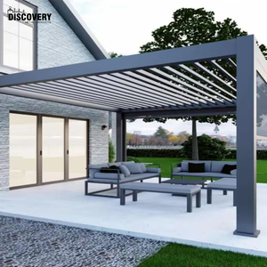 Pérgola Exterior Moderna de Aluminio, Techo de Láminas Bioclimáticas Motorizadas, Gazebo Impermeable <span class=keywords><strong>para</strong></span> Jardín o Patio - Product Image 1