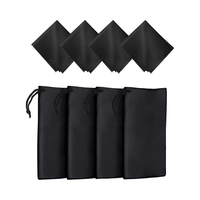 Pochette personnalisée en tissu microfibre pour lunettes Sacs en tissu noir ultra-doux avec cordon de serrage Lunettes de soleil Lentille d'appareil photo Produits d'entretien