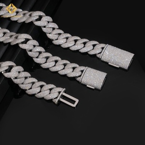 Collar de Moissanita de 22 mm con Incrustaciones de Diamantes, Cadena de Eslabones de Plata 925 con Baño de Rodio, Estilo Hiphop para Hombre, Cadena Cubana - Product Image 2