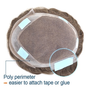 Nouveau Système de Remplacement Capillaire pour Hommes New Times Hair, Prothèse Capillaire Courte en Dentelle Française, <span class=keywords><strong>Cheveux</strong></span> Remy, Toupet Brun Clair - Product Image 4