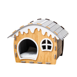 Casa Cálida para Gatos con Techo de Fieltro y Ventana, Diseño para Gatos de Interior, Todas las Estaciones, Resistente a los Arañazos, Cama para Mascotas - Product Image 1