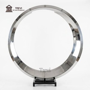 Fontana Circolare Moderna in Acciaio Inossidabile Lucidato a Specchio, Scultura Artigianale in Metallo, Elemento Decorativo per Giardino Esterno, Vendita all'Ingrosso OEM - Product Image 3