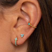 Anting Wanita Perak Murni 925 Inci, Anting Giwang Pirus Kecil Berlapis Emas