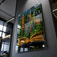Impression acrylique de 4,5 mm d'épaisseur, 30x45 cm, livre pop-up, paysage urbain, art mural moderne numérique HD UV pour la décoration de bureaux, d'hôtels et de galeries