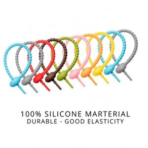 Attaches de câbles en silicone réutilisables de haute qualité, organisateur de cordons avec logo personnalisé, service OEM ODM, prix d'usine - Product Image 2