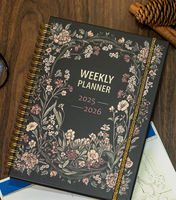 A5 Spiral Weekly Planner 52 Semaines Anglais Carnet Poche Intérieure Papier Épais pour Bureau École Journaling Mise en Page Hebdomadaire/Mensuelle