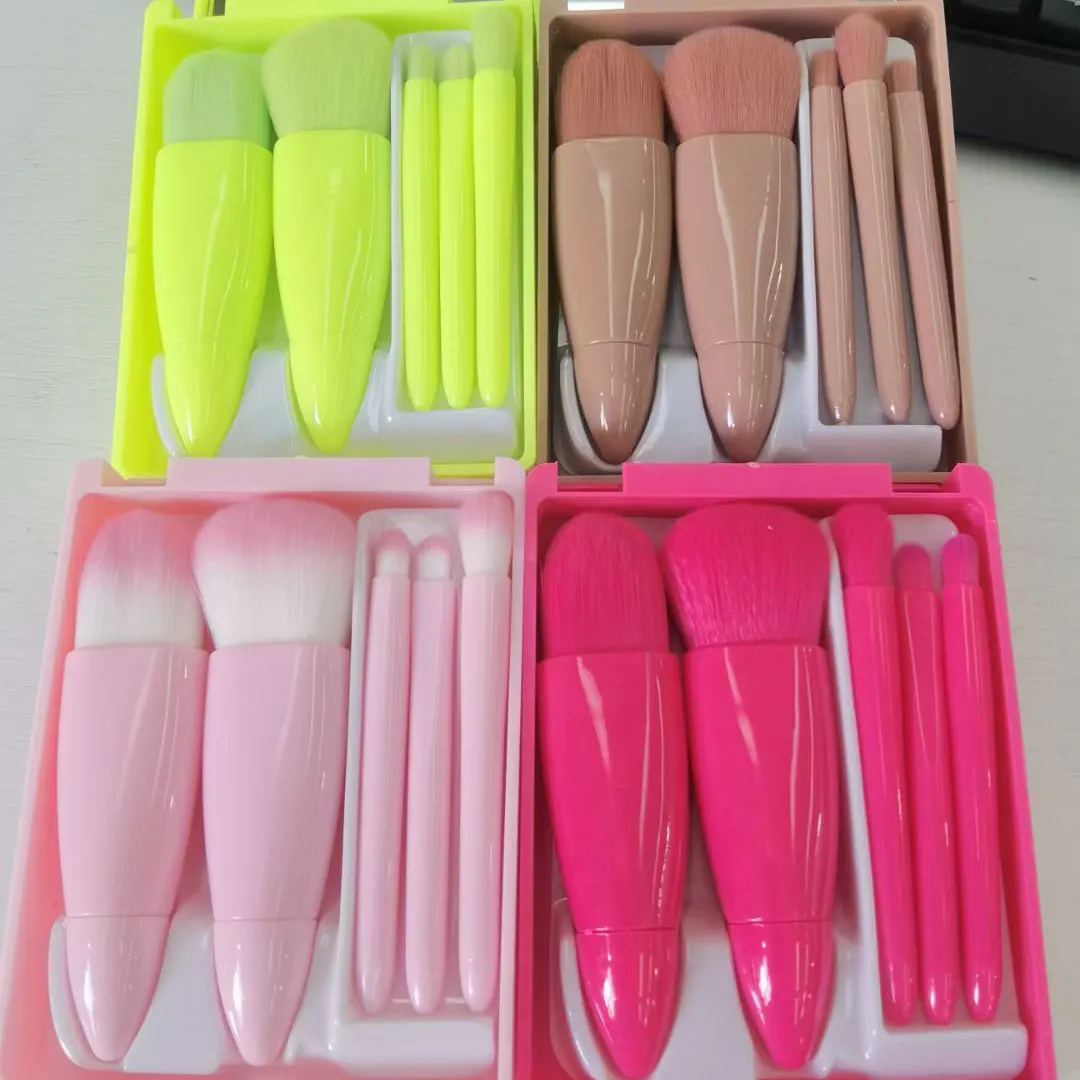 4 colors makeup brush set foundation makeup set with mirror private label custom logo printing wholesale packaging bags