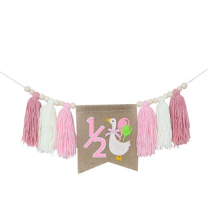 Rose <span class=keywords><strong>1</strong></span>/2 Demi-<span class=keywords><strong>anniversaire</strong></span> Décorations Fête Canard Couronne Chapeau et Mi-chemin à Une Chaise Haute Gland Bannière pour Bébé Fille Garçon Filles - Product Image 3