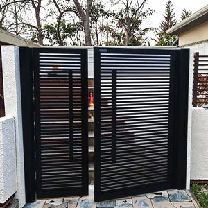 Mô hình mới sơn tĩnh điện màu đen nhôm đơn đôi cổng bên đi bộ đẹp nhìn Swing cổng nhôm hàng rào lưới mắt cáo cửa - Product Image 2