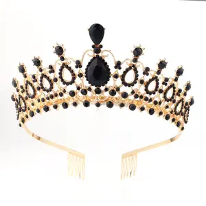 Ouro tiaras e coroas para mulheres meninas cristal princesa coroa com pente para aniversário casamento pageant Halloween Natal cosplay