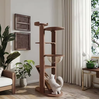 Meubles en bois pour chat griffoir bois massif chat fleur grattoir chat escalade tour maison arbre pour intérieur