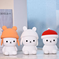 Veilleuse portable en silicone pour enfants avec LED blanc chaud changeant de couleur, rechargeable par USB, design mignon de lapin de dessin animé, intensité réglable