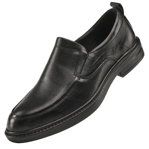 Chaussures habillées pour hommes en cuir véritable, à enfiler, bout rond, pour le bureau et la carrière, toutes saisons, respirantes, mocassins, motif uni, semelle extérieure en caoutchouc - Product Image 4