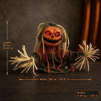 SIPKLR 20'' Décoration d'Halloween : Épouvantail Citrouille Effrayant avec Yeux Rouges Lumineux et Sons Terrifiants pour Jardin et Maison Hantée
