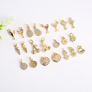 Chất lượng cao hỗn hợp Thiết kế 18K vàng micro-pave Zircon nhỏ quyến rũ Mặt dây chuyền DIY Vòng đeo tay vòng cổ trang sức phụ kiện bán buôn - Product Image 3