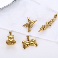 Collier pendentif Olivia Fashion Anime Game Vintage pour enfants en acier inoxydable plaqué or 18 carats, motif tête de mort et ours de basket tendance