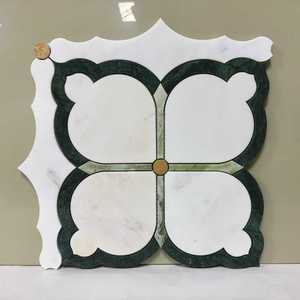 Mosaico <span class=keywords><strong>de</strong></span> Piedra en Forma <span class=keywords><strong>de</strong></span> Flor, Proveedores <span class=keywords><strong>de</strong></span> Mosaico Floral <span class=keywords><strong>de</strong></span> Piedra Blanca y Verde con Borde Aleatorio para Baño, Decoración <span class=keywords><strong>de</strong></span> Mármol con Corte por Chorro <span class=keywords><strong>de</strong></span> Agua - Product Image 3