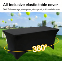 Nappe extensible personnalisée de 6 pieds avec logo |   Housse de table opaque en spandex 230GSM |   Nappe de table imprimée en couleur pour salon professionnel