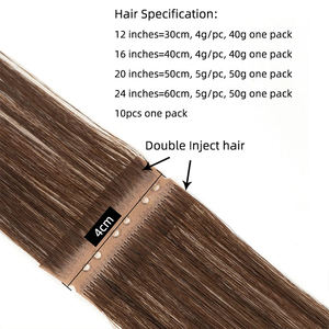 Extensions de cheveux invisibles à double languette 12-24 <span class=keywords><strong>pouces</strong></span>, bande adhésive en PU, cheveux humains 100 % naturels, noir de jais, tissage à micro-anneaux - Product Image 3
