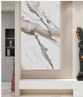 Panneau mural en PVC effet marbre Calacatta brillant, imperméable pour salle de bain et cuisine