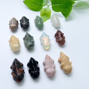 Salamander naturelle sculptée en cristal, 2 pouces, matériau mixte, Calcite <span class=keywords><strong>jaune</strong></span>, obsidienne, Quartz - Product Image 3