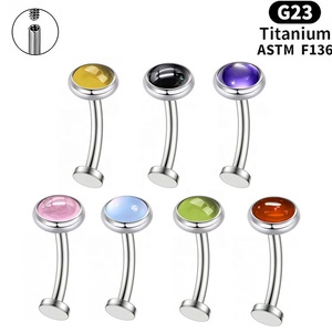 แหวนเจาะสะดือไทเทเนียม ASTM F136 G23 เกลียวใน ประดับเพชรซิร์คอนใส แบบฝังใน  สำหรับเจาะกระดูก  เครื่องประดับร่างกาย F136 สำหรับทุกเพศ ขายส่ง - Product Image 1