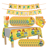 Ensemble de vaisselle en papier réutilisable pour fête d'anniversaire sur le thème des séries de dessins animés (assiettes, serviettes, gobelets, ustensiles) - Vente chaude, non toxique et portable