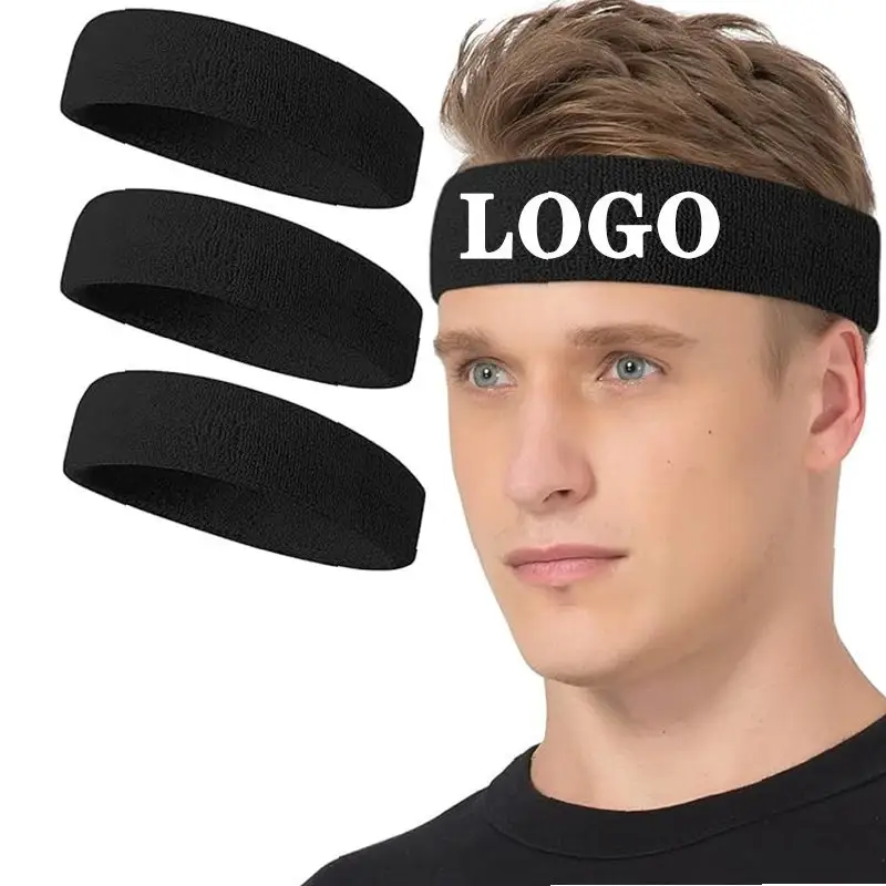 Hot Sale Sweat Absorbing Customized Printed Stretchy Head Band Cotton Spandex Nylon Sports Fitness