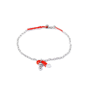 สร้อยข้อเท้าสแตนเลสพร้อมเชือกแดงเสริมสิริมงคลสำหรับผู้หญิงและผู้ชาย - Product Image 1