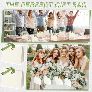 White Wedding Mini Gift <strong>Bags</strong> with Ribbon Handle Thick Texture Paper Bridal Shower Wedding Welcome <strong>Bag</strong> for Valentine's Day - Product Image 6