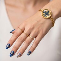 Fleur-de-lis armband in Franse stijl |   Vintage symboolarmband voor een jubileum |   Eeuwige Halo Groothandel Emaille Sieraden