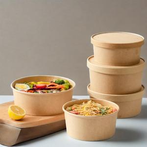 ถ้วยกระดาษคราฟท์แบบผนังเดียวกล่องอาหารหนาถ้วยอาหารสลัดสัตว์เลี้ยงฝาปิดสำหรับใส่อาหารปรับแต่งได้ - Product Image 1