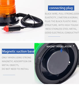 Luces de Baliza Intermitentes con Alarma LED CHYAWE YW-5095 con Cable Enrollado Magnético de 16' Material de PC/ABS Alimentación Externa para Vehículos Camiones - Product Image 6