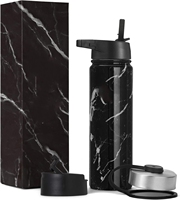 Bouteille d'eau de sport en acier inoxydable à double paroi de 22oz avec 3 couvercles et paille étanche portable pour la salle de sport pour hommes femmes enfants