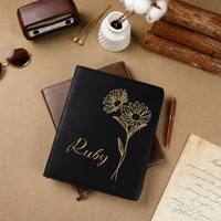 Portafolio de Negocios de Cuero con Grabado Láser, Carpeta de Archivos A4 con Porta Tarjetas, Logotipo Personalizado Profesional
