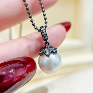 Colgante de Plata S925 con Cuentas Redondas de 10-15 mm, Hermoso Collar de Jade DIY con Soporte Vacío, Accesorio 31135 - Product Image 2