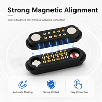 Connecteur magnétique Pogo Pin à ressort double rangée plaqué or, 12 broches, mâle-femelle, pour assemblage de circuits imprimés et appareils intelligents