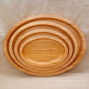 Ensemble de plateaux ovales en bambou pour hôtel, restaurant, usage domestique, présentation alimentaire, assiettes à fruits, planches à découper, qualité professionnelle - Product Image 1