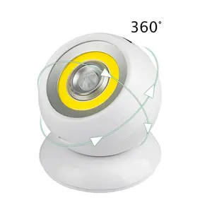 ミニLEDナイトライトPIRモーションセンサーランプバッテリー駆動磁気廊下寝室キッチンランプCOBボールウォールライト