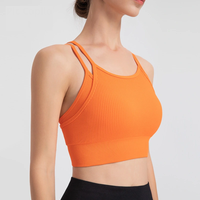 Soutien-gorge de sport à séchage rapide pour la course et le fitness Couleur unie avec sangles antichoc Y-Line et coussinets fixes Soutien-gorge d'entraînement pour le dos croisé