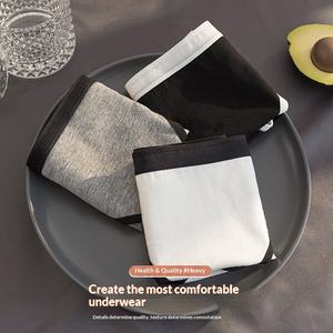 Ropa Interior de Algodón para Mujer, Color Negro, Blanco y Gris, Simple, Cómoda, Transpirable, Antibacteriana, de Cintura Media, para Uso Diario - Product Image 2