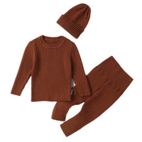 Ensemble Pull Personnalisé Tricoté de Couleur Unie Neutre pour Bébés Garçons – Lot de 3 Pièces de Vêtements d'Hiver Tricotés pour Nourrissons et Tout-Petits