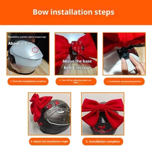 Fabriek Laimeng Xuejie Suede Moderne Elektrische Motorfiets Helm Effen Kleur Boog Accessoires Quick-Release Decoratie 1 Jaar - Product Image 4