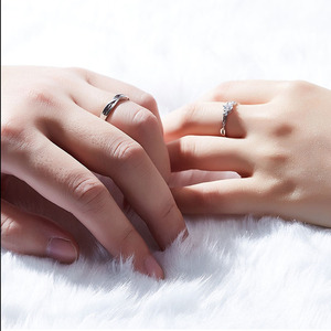 Nuovi <span class=keywords><strong>Anelli</strong></span> di Modo Dei Monili Delle Donne Regolabile Paio di <span class=keywords><strong>Set</strong></span> di Anello di Nozze In Argento Colore - Product Image 6