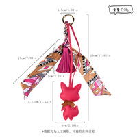 Porte-clés de luxe en cuir PU écologique avec pampille, design anime chat de créateur, breloque de sac animal, pendentif pour clés de voiture et sac à main