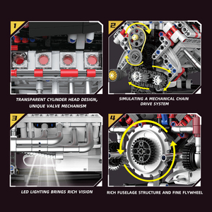 Kaiyu K96207 2025 New F40LM V8 Engine MOC <strong>Super</strong> Sports <strong>Car</strong> APP <strong>Model</strong> Puzzle Assembly Building Blocks Sets ABS Plastic 1:24 Scale - Product Image 3