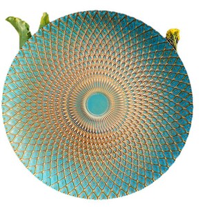 Assiette à fruits ananas en verre écologique de style européen, couleur vert paon, la plus vendue sur Xiaohongshu, présentoir à bijoux <span class=keywords><strong>plat</strong></span> de 13 pouces - Product Image 5