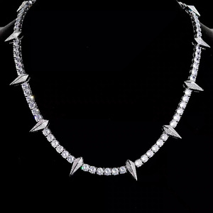 สร้อยคอเทนนิสลายเสือดำสุดฮอต ลดราคาพิเศษ เพชร VVS moissanite ผ่านการทดสอบเพชร ชุบทอง เงินแท้ 925 พร้อมใบรับรอง GRA - Product Image 2